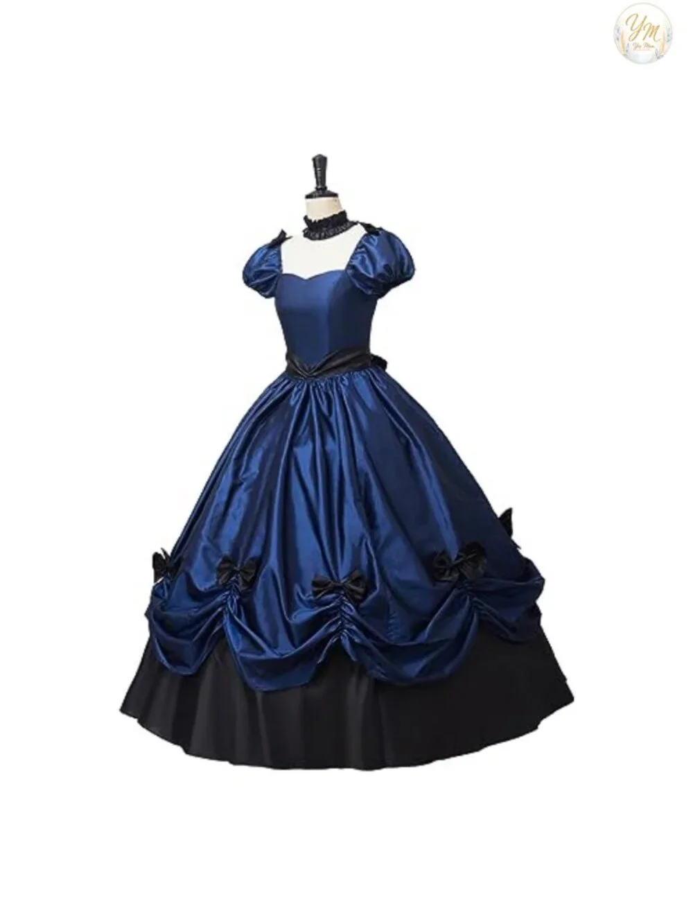 Gothic Victorian Dress Ball Gown Floral Lolita Corset Neckwear Puff Sleeve Long